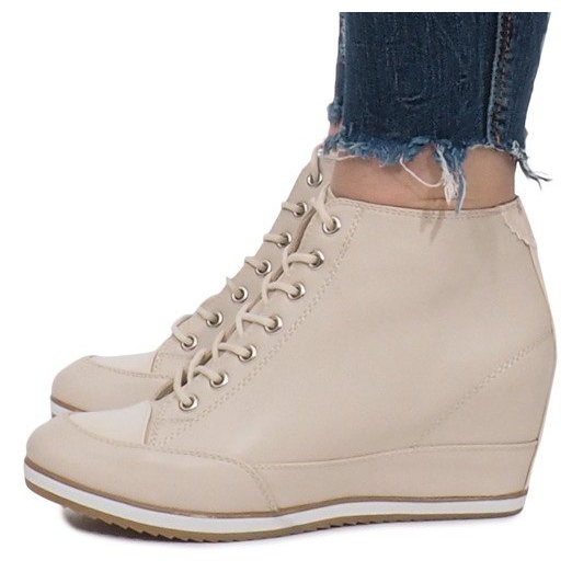 Beige Keilsneaker mit Capucine-Reißverschluss 2