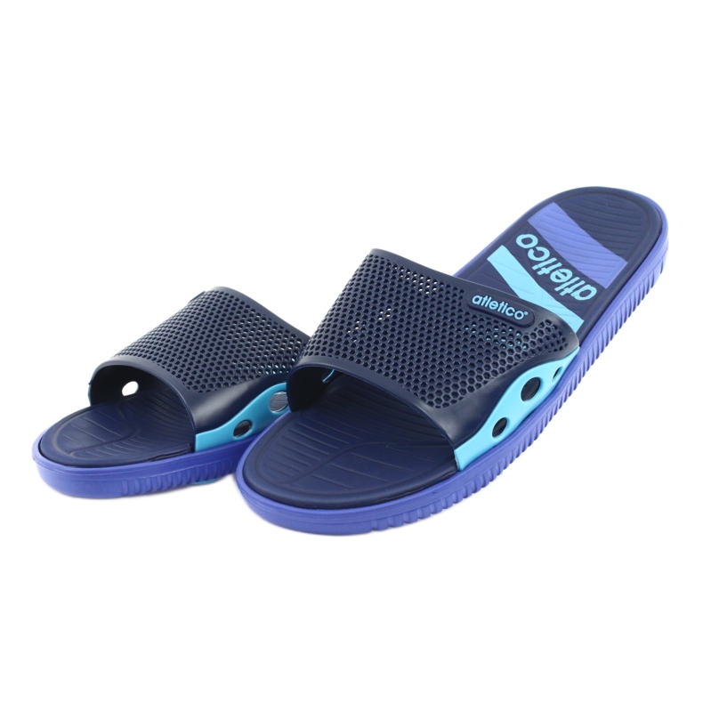 Marineblaue schwarze Herrenpantoffeln für das Atletico-Schwimmbad 3