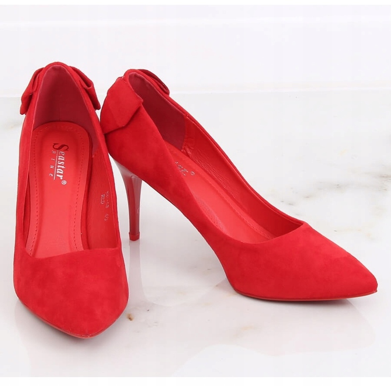 Pumps an einer Nadel mit Schleife rot NF-46 Red 1