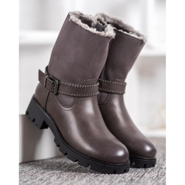 Nio Nio Graue Stiefeletten mit Fell 2