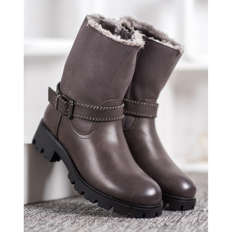 Nio Nio Graue Stiefeletten mit Fell 2
