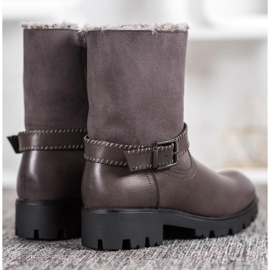 Nio Nio Graue Stiefeletten mit Fell 1