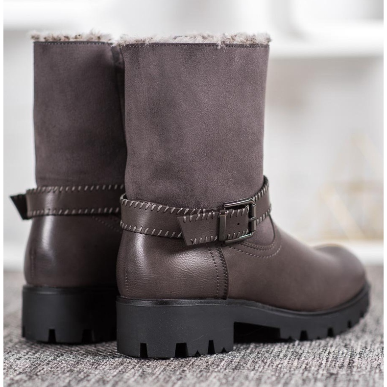 Nio Nio Graue Stiefeletten mit Fell 1