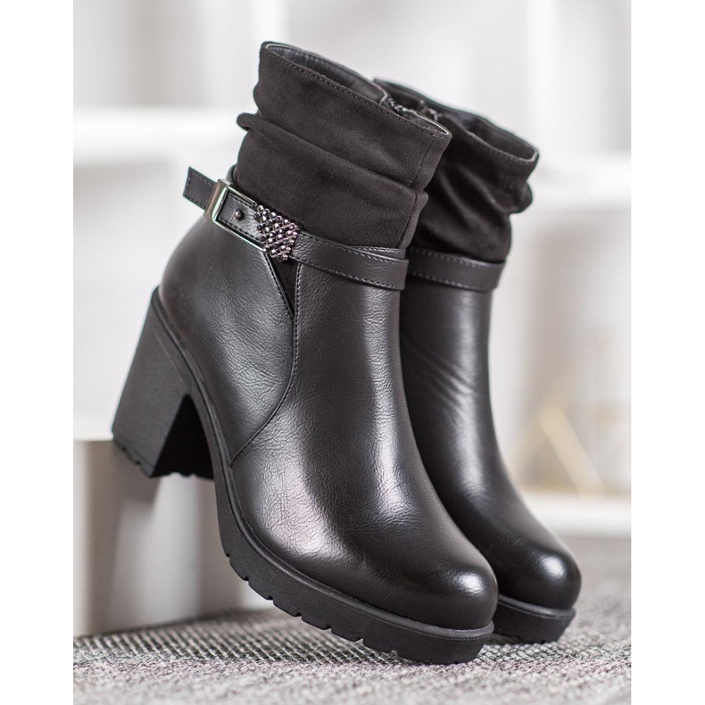 SHELOVET Schwarze Stiefel mit Schnalle 2
