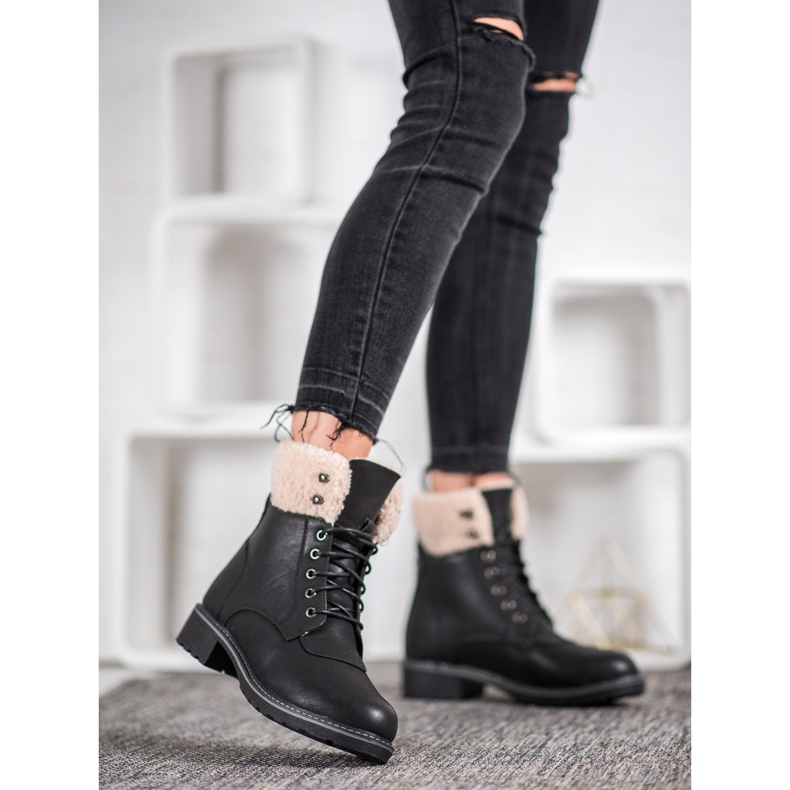 SHELOVET Trapper mit Schaffell schwarz 1