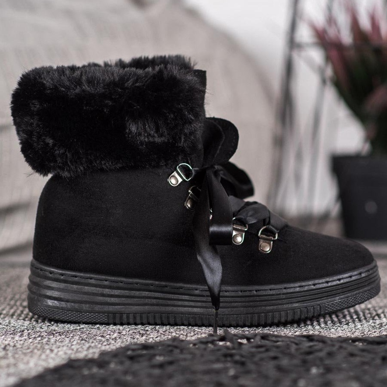 Queen Vivi Schnürstiefeletten mit Fell schwarz 2