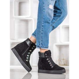 Bestelle Modische Keilstiefel schwarz 1