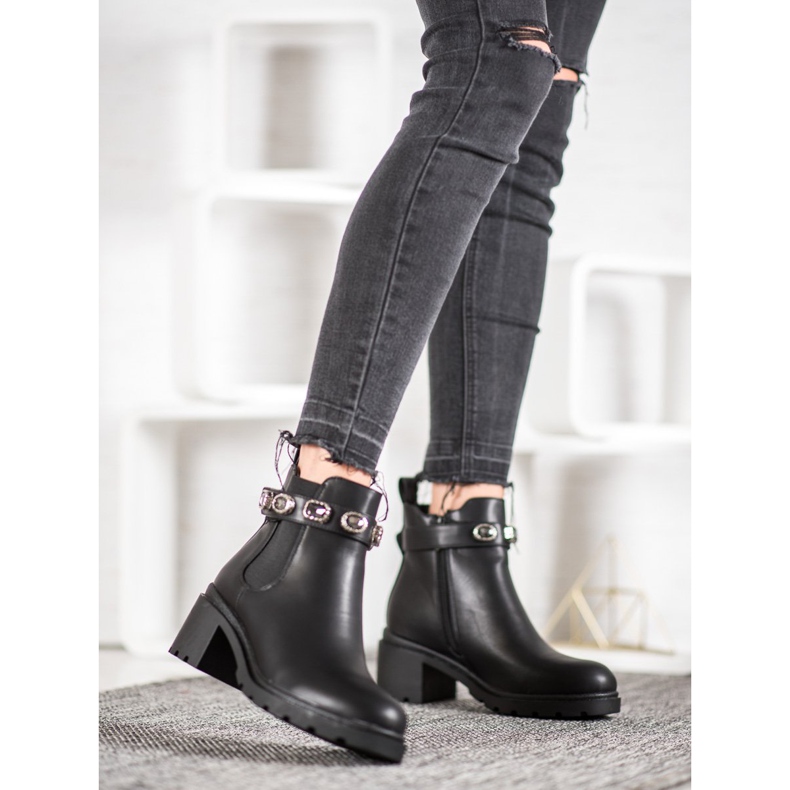 Forever Folie Chelsea-Boots mit Ziergürtel schwarz 2