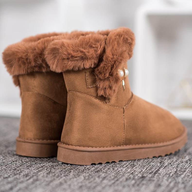 SHELOVET Schneestiefel mit Perlen braun 2