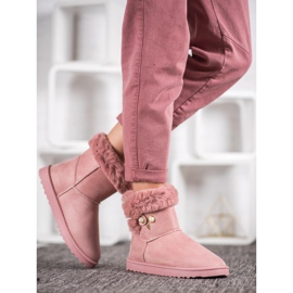 SHELOVET Schneestiefel mit Perlen rosa 1