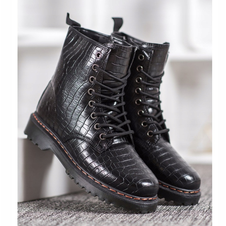 SHELOVET Schwarze Arbeiter mit Öko-Leder 2