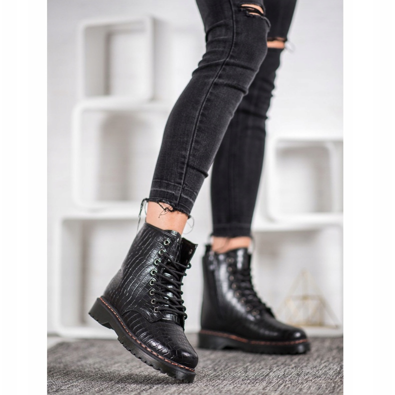 SHELOVET Schwarze Arbeiter mit Öko-Leder 1