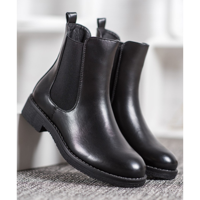 SHELOVET Slip-On Stiefel mit Gummizug schwarz 2
