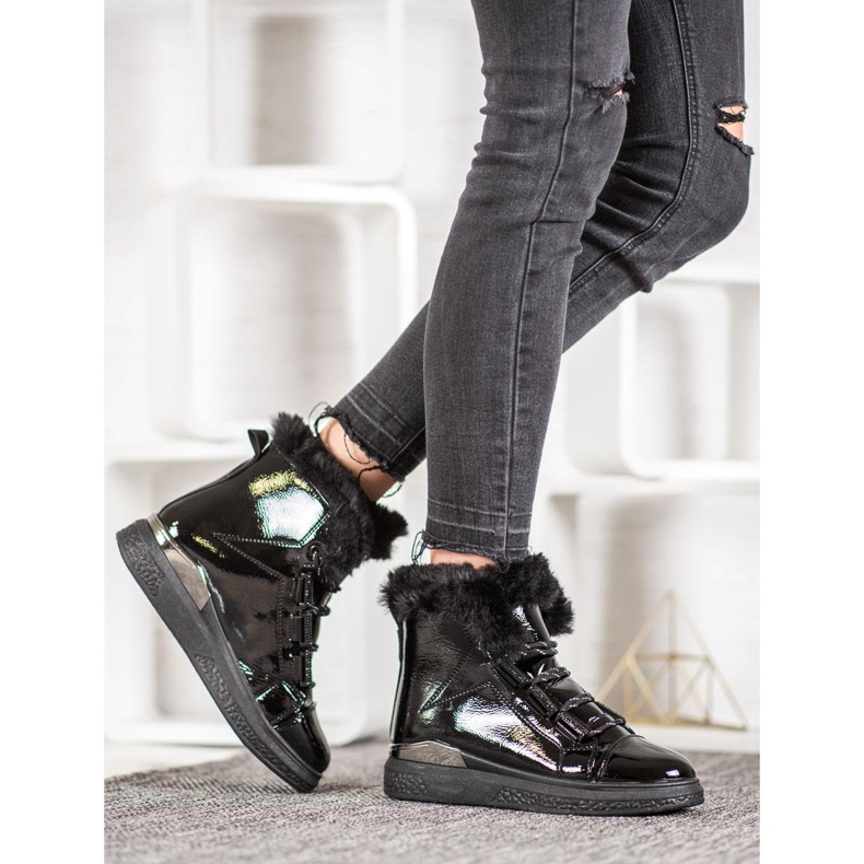 Bella Paris Lackierte Schneestiefel schwarz 1