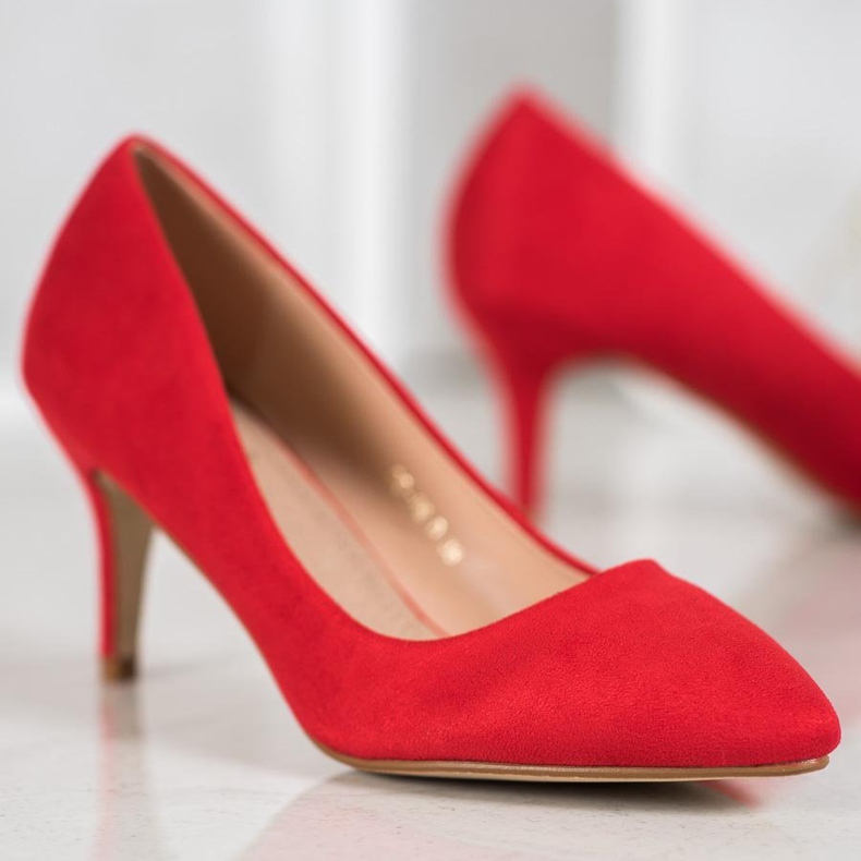 SHELOVET Rote Wildleder Pumps 1