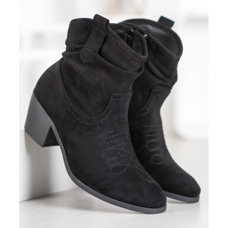 Super Mode Bequeme Cowboystiefel auf einem Pfosten schwarz 2