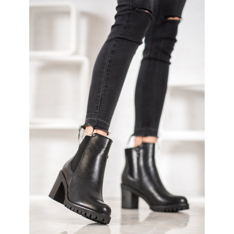 M.Daszyński Bequeme Stiefel auf einem Pfosten schwarz 1