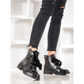 Bella Paris Stiefel mit dekorativer Schleife schwarz 1