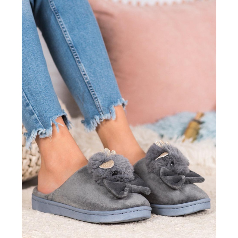 SHELOVET Hausschuhe mit Schleife grau 1