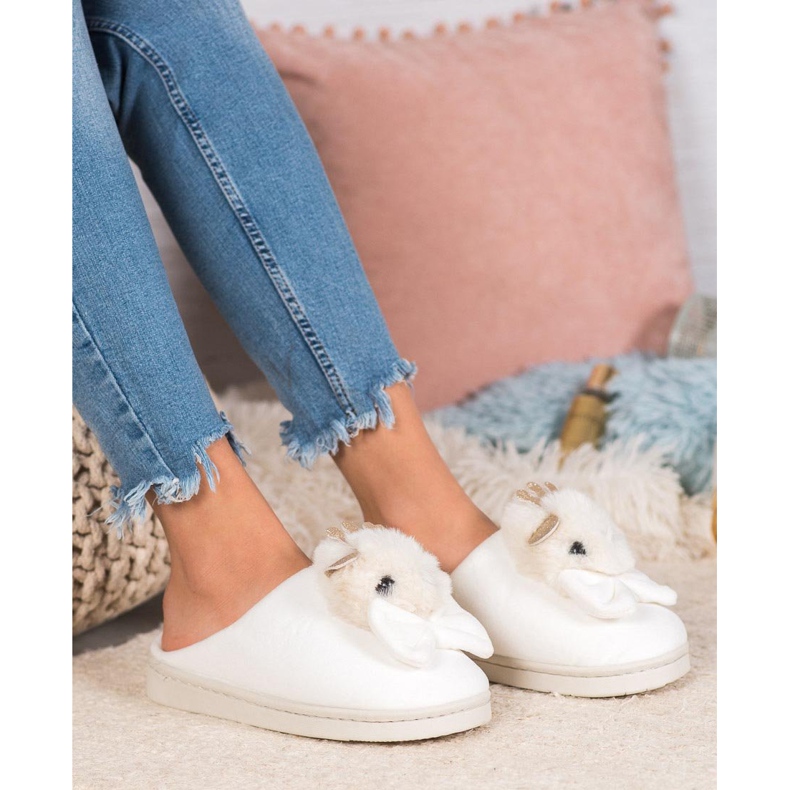 SHELOVET Hausschuhe mit Schleife weiß 2