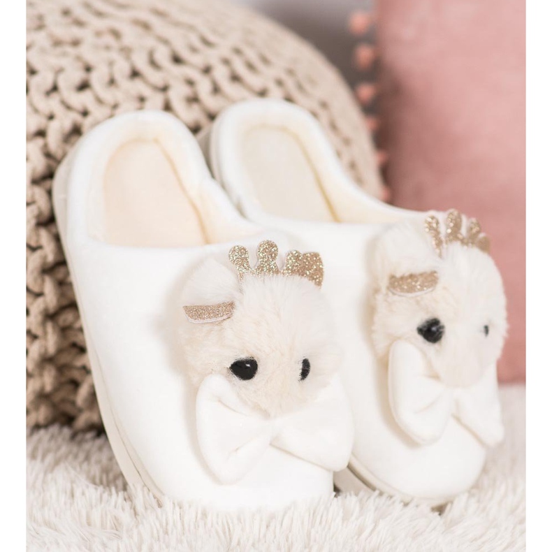 SHELOVET Hausschuhe mit Schleife weiß 1