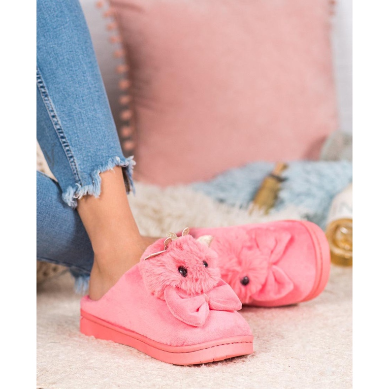 SHELOVET Hausschuhe mit Schleife rosa 1