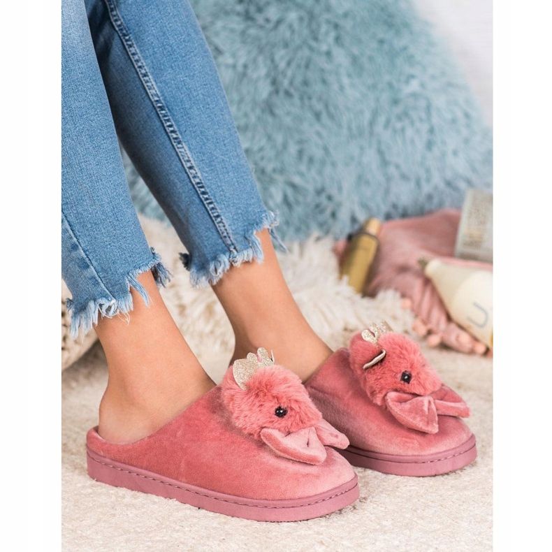 SHELOVET Hausschuhe mit Schleife rosa 1