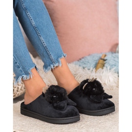 SHELOVET Hausschuhe mit Schleife schwarz 1