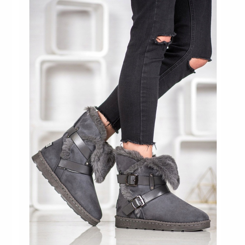 Bona Wildleder-Mukluki mit Streifen grau 1