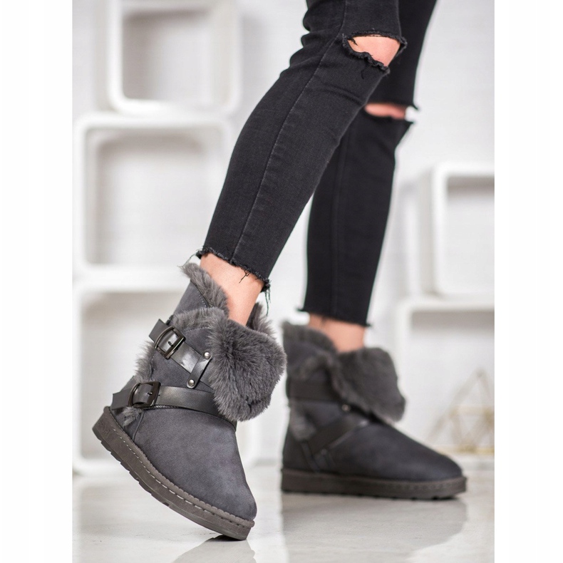 Bona Wildleder-Mukluki mit Streifen grau 2