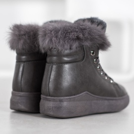 SHELOVET Gebundene Stiefeletten mit Fell grau 1