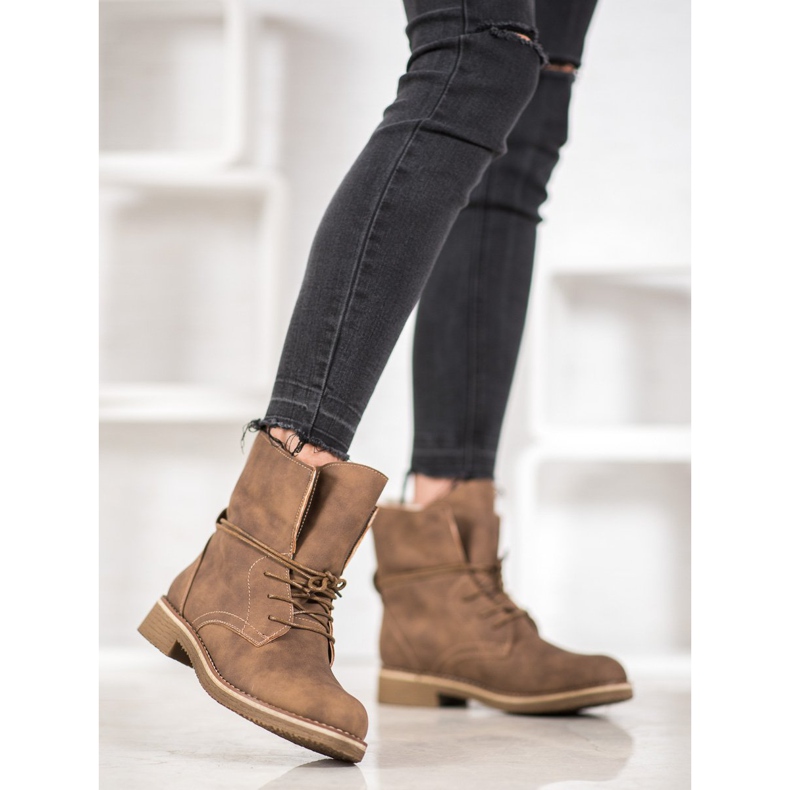 SDS Gebundene Stiefeletten mit aufgerolltem Schaft braun 2