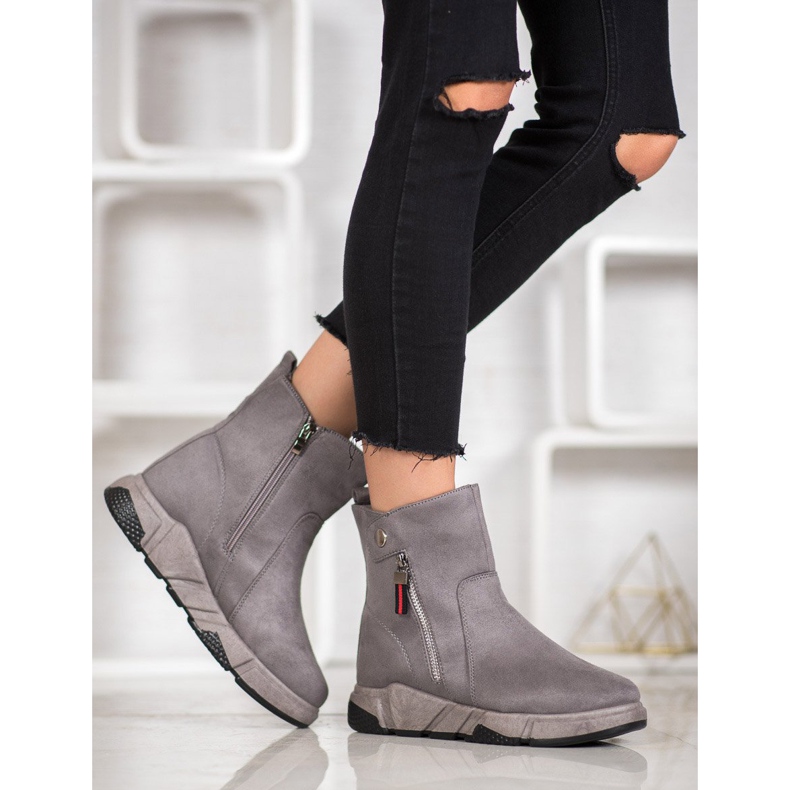 SHELOVET Modische Wildlederstiefel grau 1