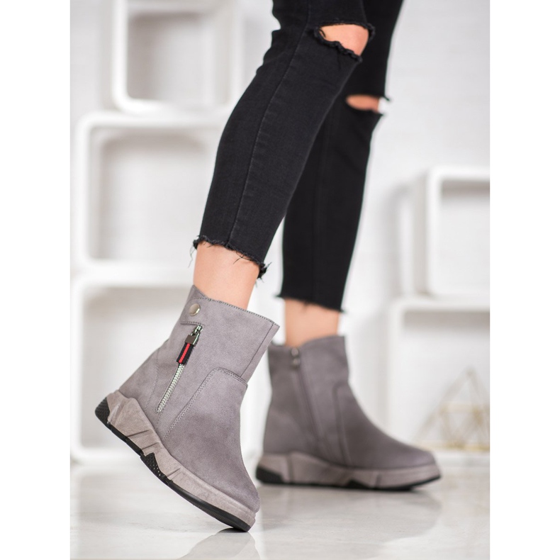 SHELOVET Modische Wildlederstiefel grau 2