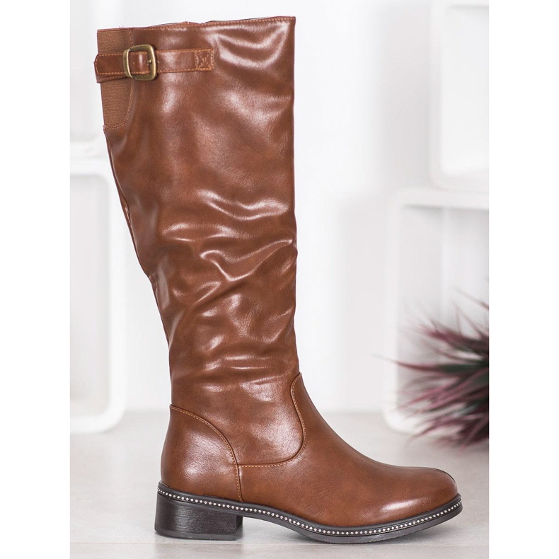 Abloom Hohe Stiefel mit Zirkonia braun 1