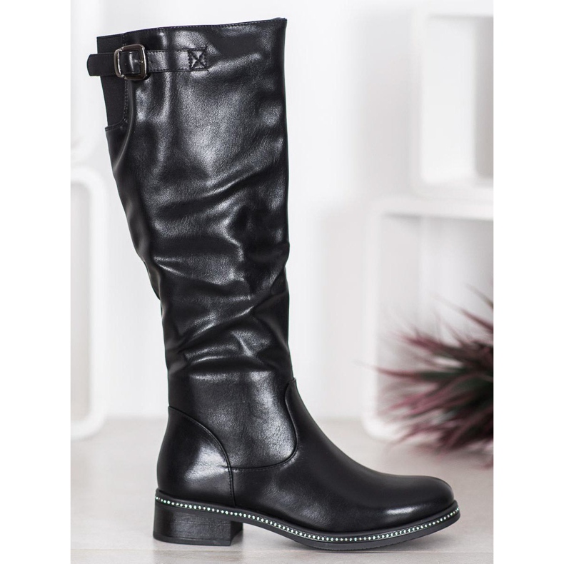 Abloom Hohe Stiefel mit Zirkonia schwarz 2