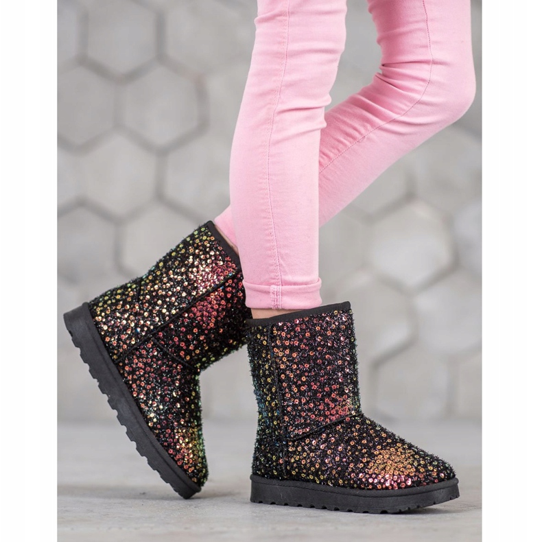 SHELOVET Warmes Mukluki mit Pailletten schwarz 2