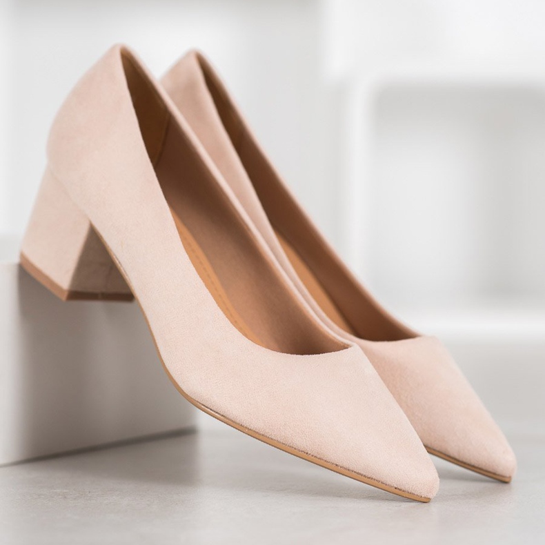 Ideal Shoes Wildleder Pumps auf High Heels braun 1