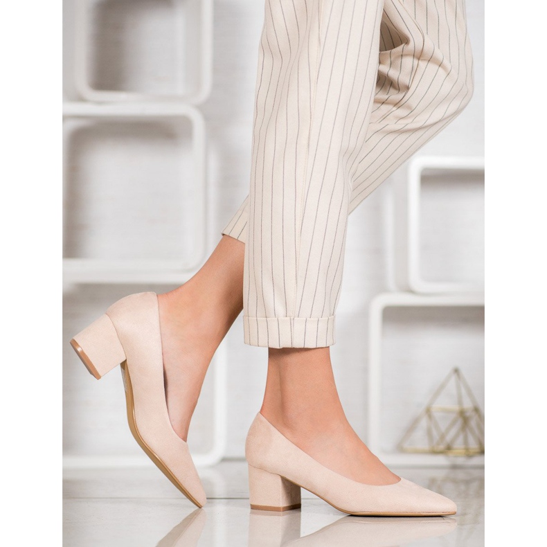 Ideal Shoes Wildleder Pumps auf High Heels braun 2