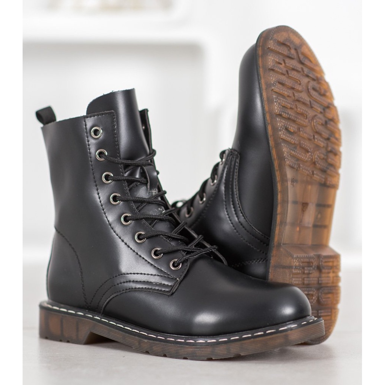 Kylie Stilvolle Trapper mit Öko-Leder schwarz 1