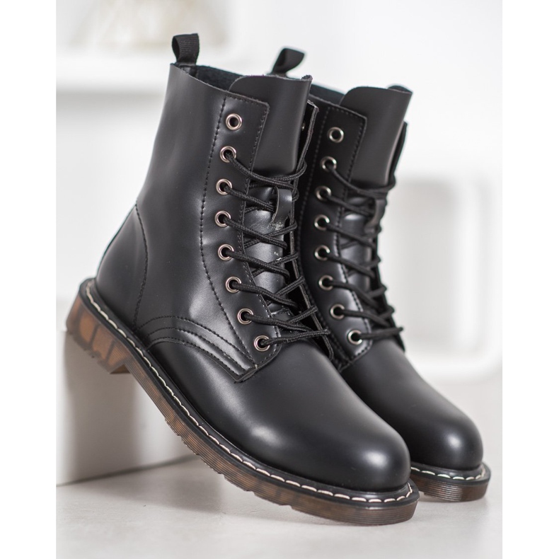 Kylie Stilvolle Trapper mit Öko-Leder schwarz 2