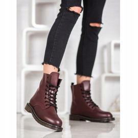 Kylie Stilvolle Trapper mit Öko-Leder rot 2