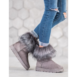 SHELOVET Grauer Mukluki mit Pelz 1
