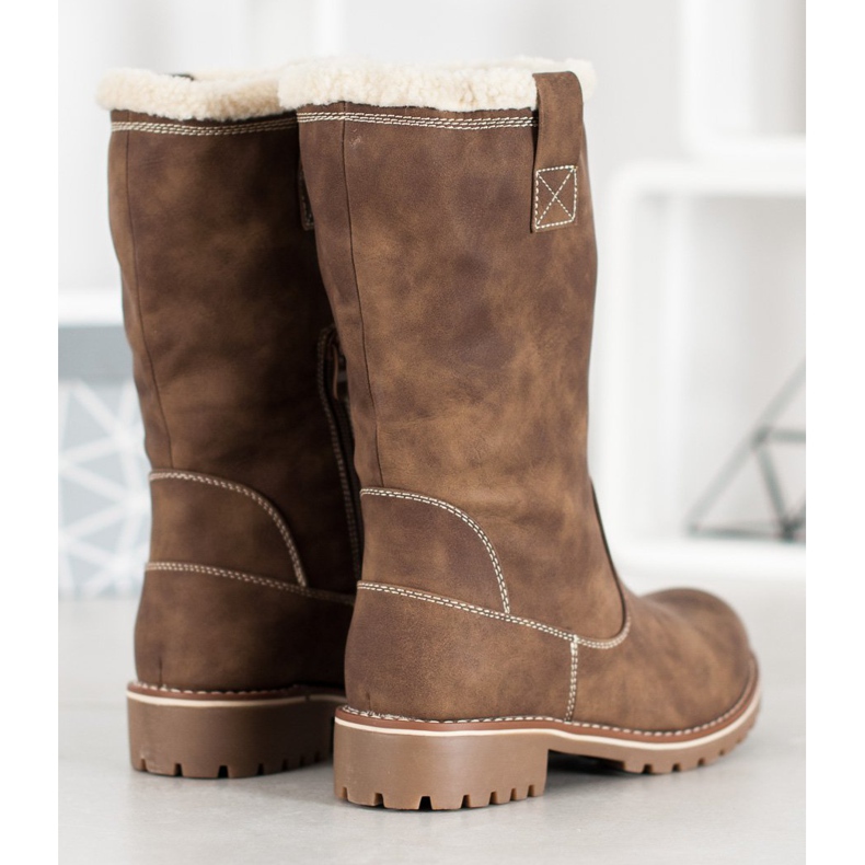 SDS Warme Stiefel mit Öko-Leder braun 1