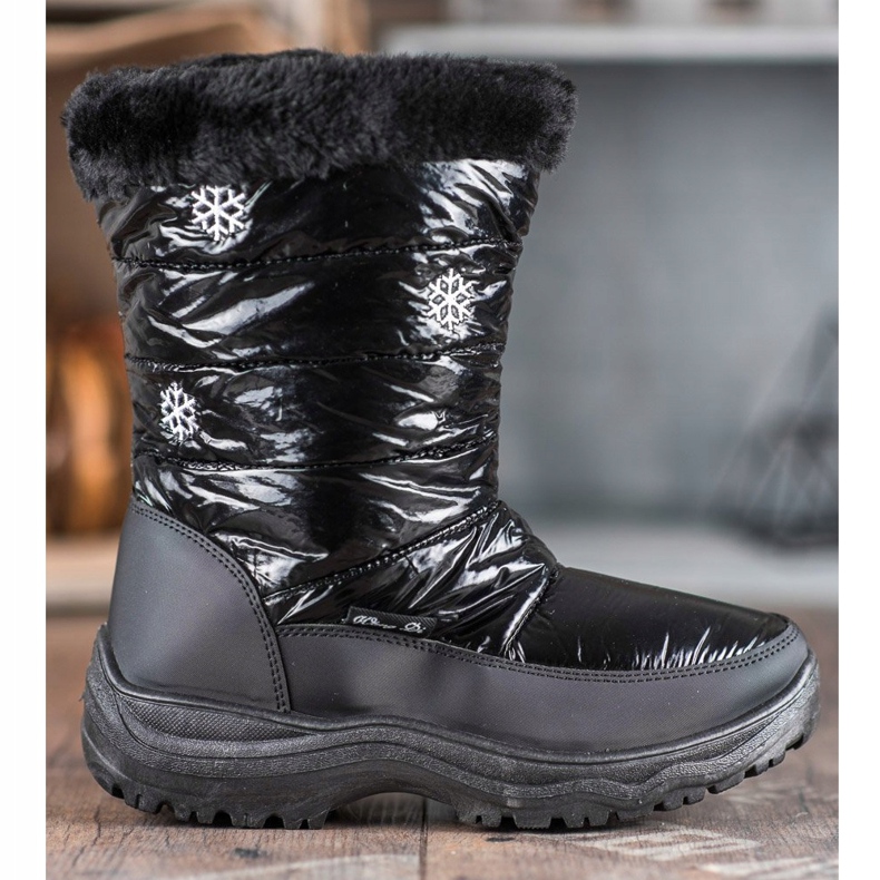 SHELOVET Bequeme Schneestiefel mit Fell schwarz 2