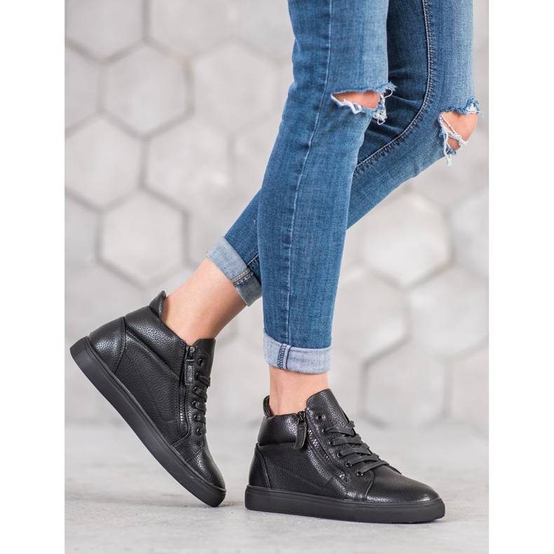 Sergio Leone Schwarze Turnschuhe auf der Plattform 1