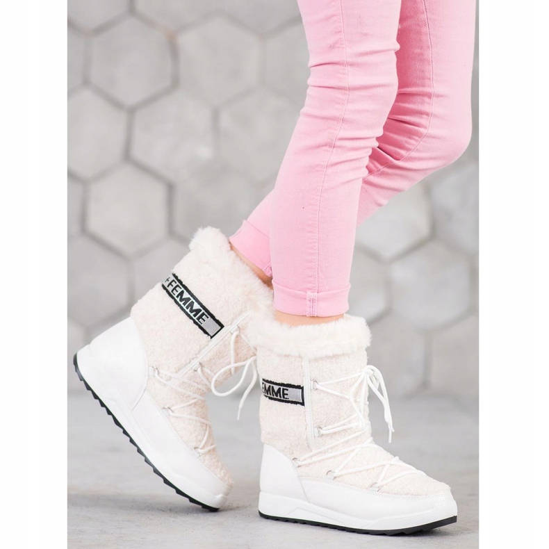 Small Swan Modische Schneestiefel zum Schnüren weiß 1