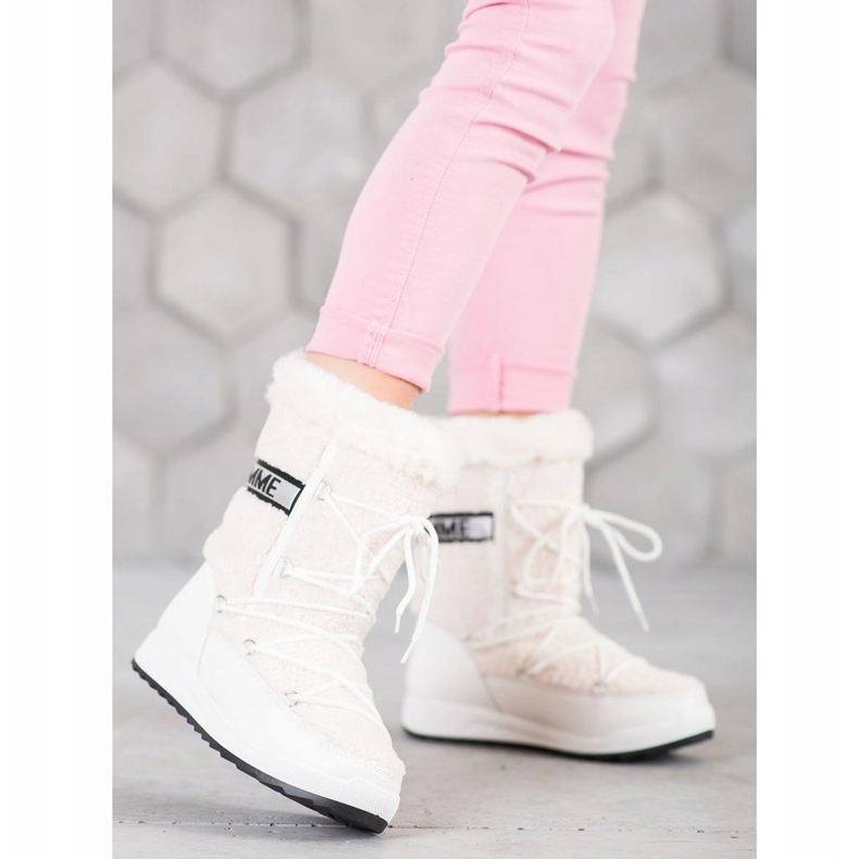 Small Swan Modische Schneestiefel zum Schnüren weiß 2