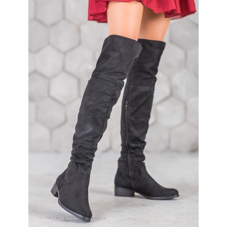 SDS Overknee-Stiefel aus Wildleder schwarz 2