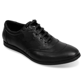 Schnürschuhe aus Leder LJ39 Schwarz 1